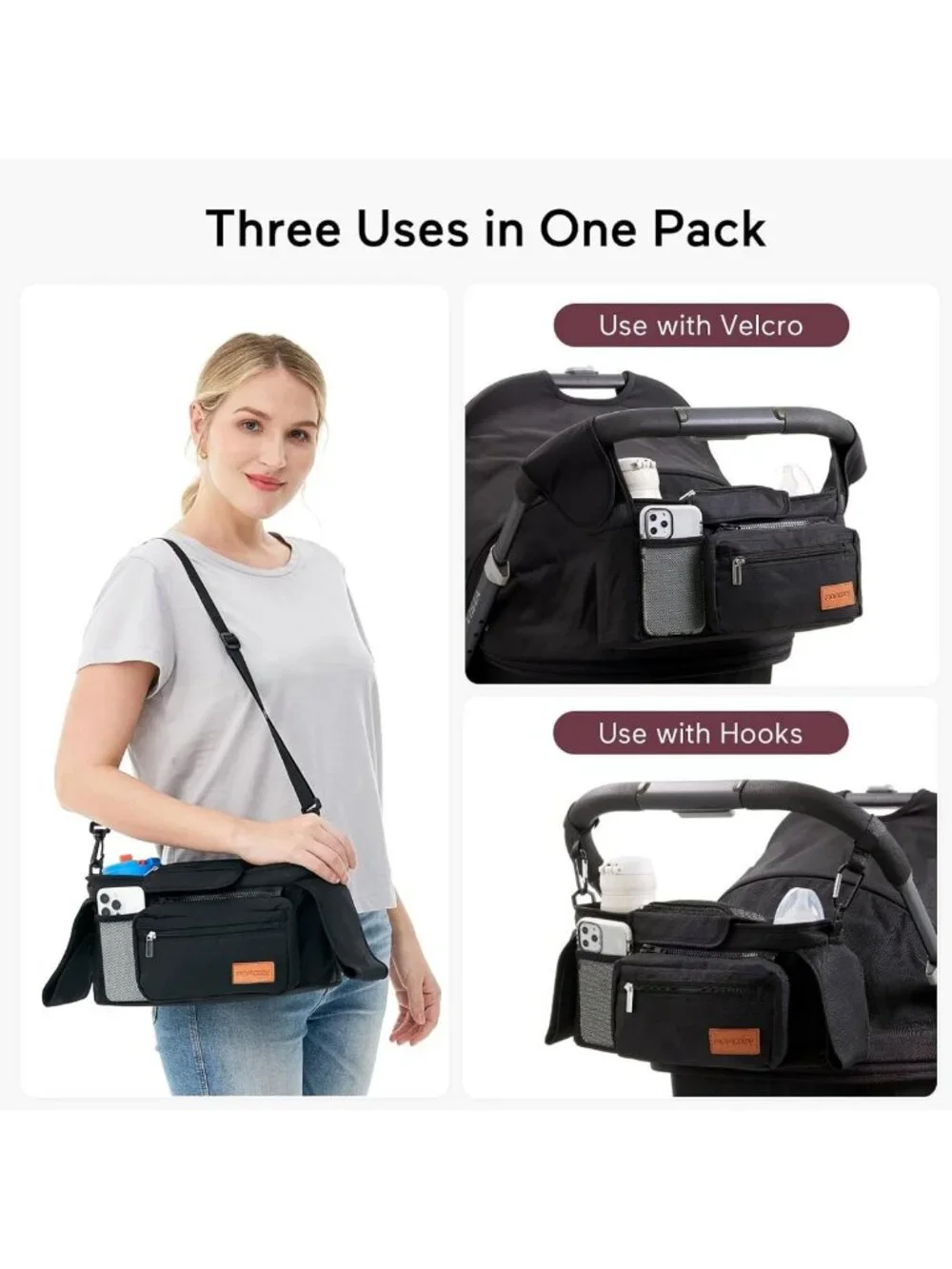 Universal Stroller Organizer with Insulated Cup Holder & Detachable Phone Bag